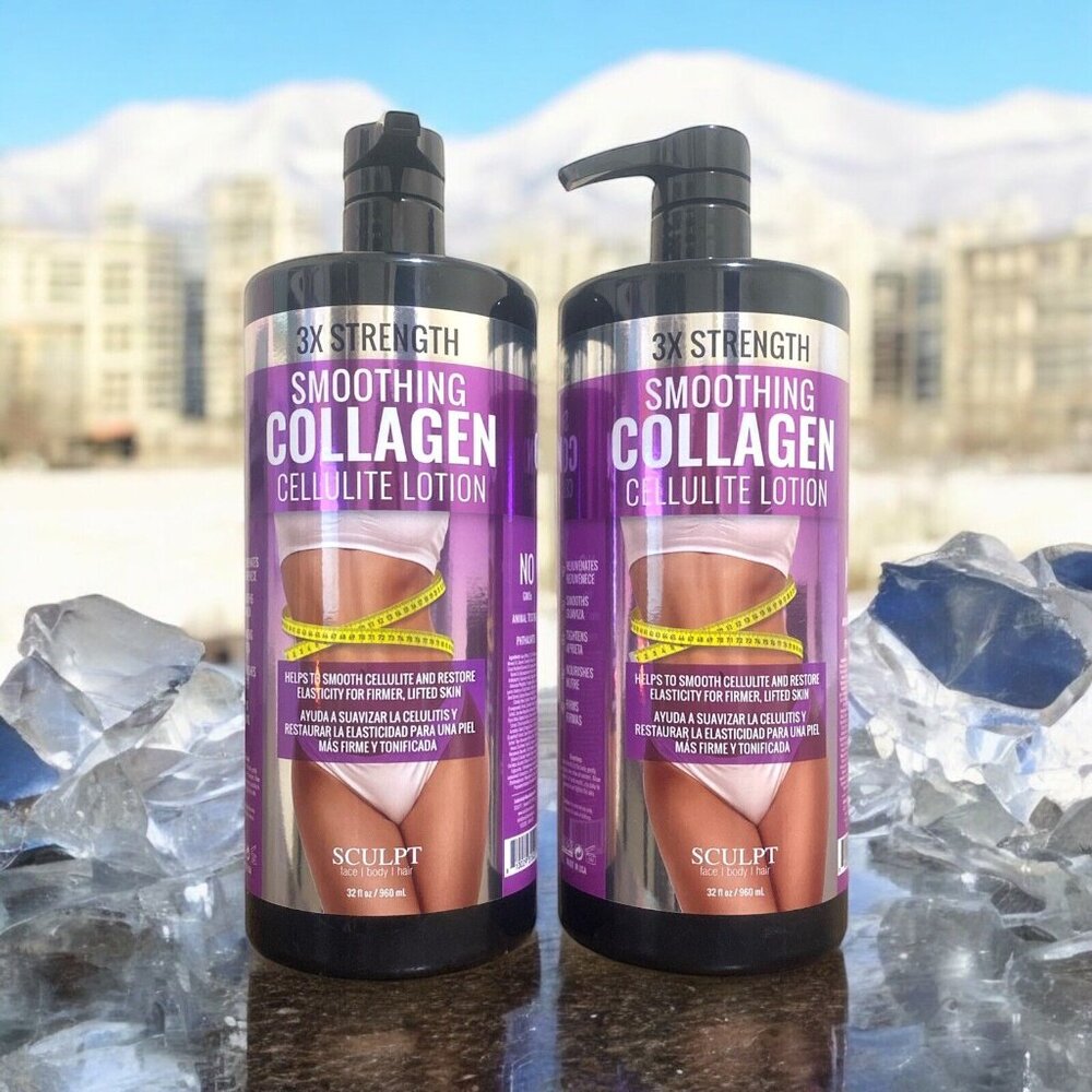 2~Sculpt 3X Strength Smoothing Collagen Cellulite Lotion 32 fl oz New